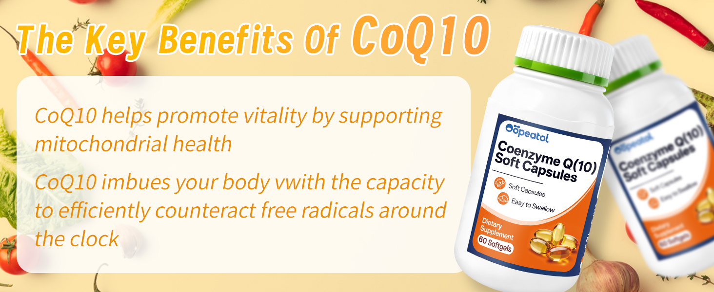CoQ10 Softgels – Coenzyme Q10 Supplement 40mg, Supports Cellular Energy Production & Healthy Nutrient Absorption for Men & Women, 60 Softgels