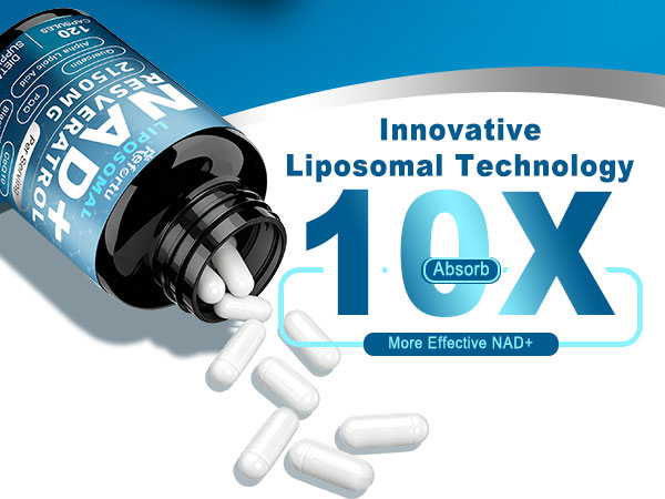 Liposomal NAD Supplement 2150mg with Resveratrol, 120 Vegan Capsules