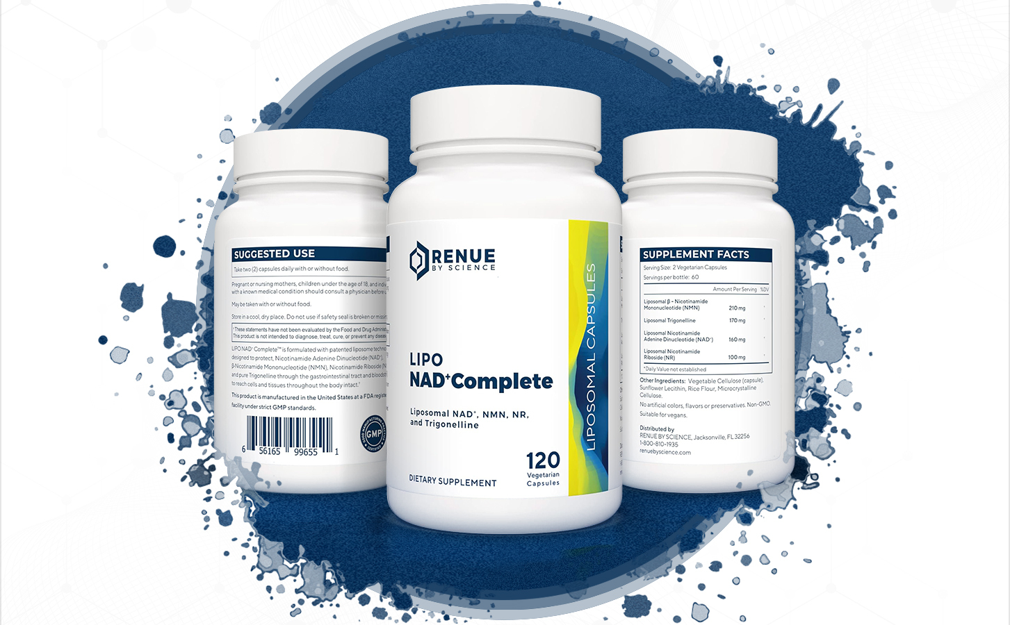 Renue By Science NAD+ Complete | 120 Liposomal NAD Supplement Capsules with NMN, NR & Trigonelline - 310mg NMN & 160mg NAD per Serving | Bioavailable Formula for Increased Absorption | Made in the USA