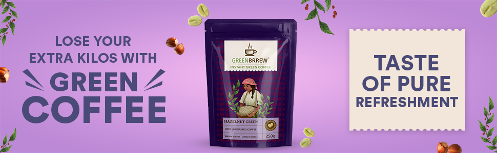 Greenbrrew Hazelnut Instant Green Coffee - 1 Month Pack (250g)