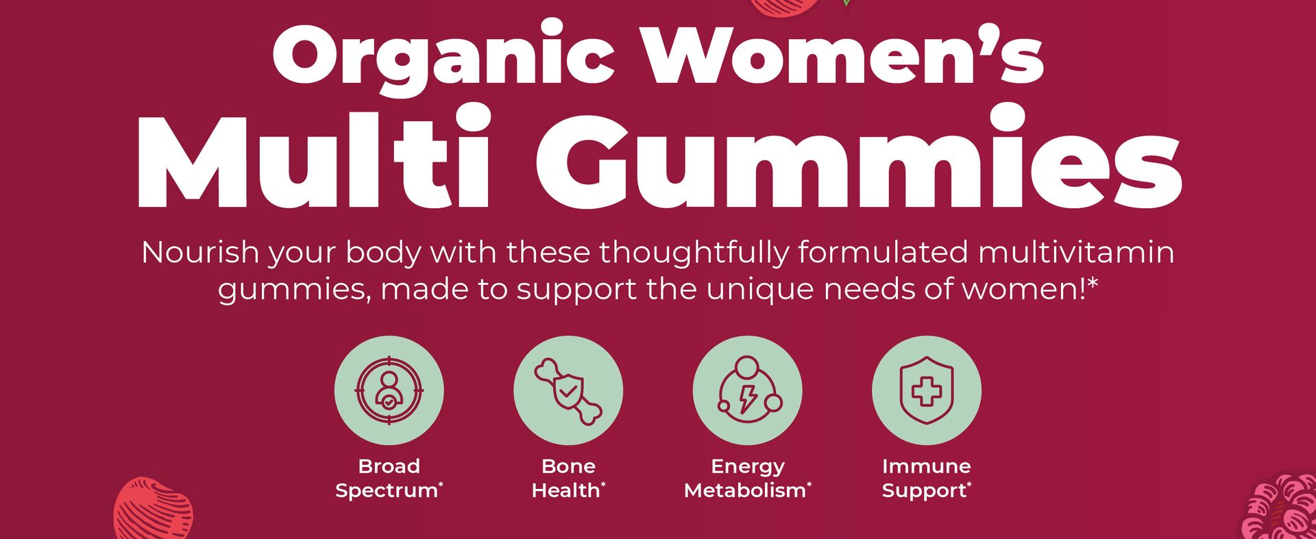MARYRUTH'S Organic Multivitamin Gummies for Women, Hair & Skin Health, 60ct
