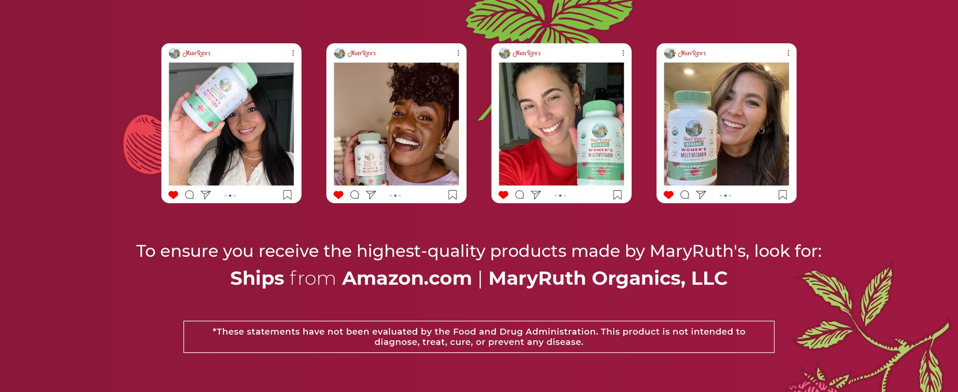 MARYRUTH'S Organic Multivitamin Gummies for Women, Hair & Skin Health, 60ct