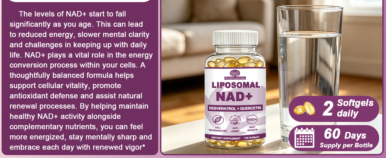 NAD+ Supplement for Women, Liposomal Nad Plus Resveratrol, NMN Alternative