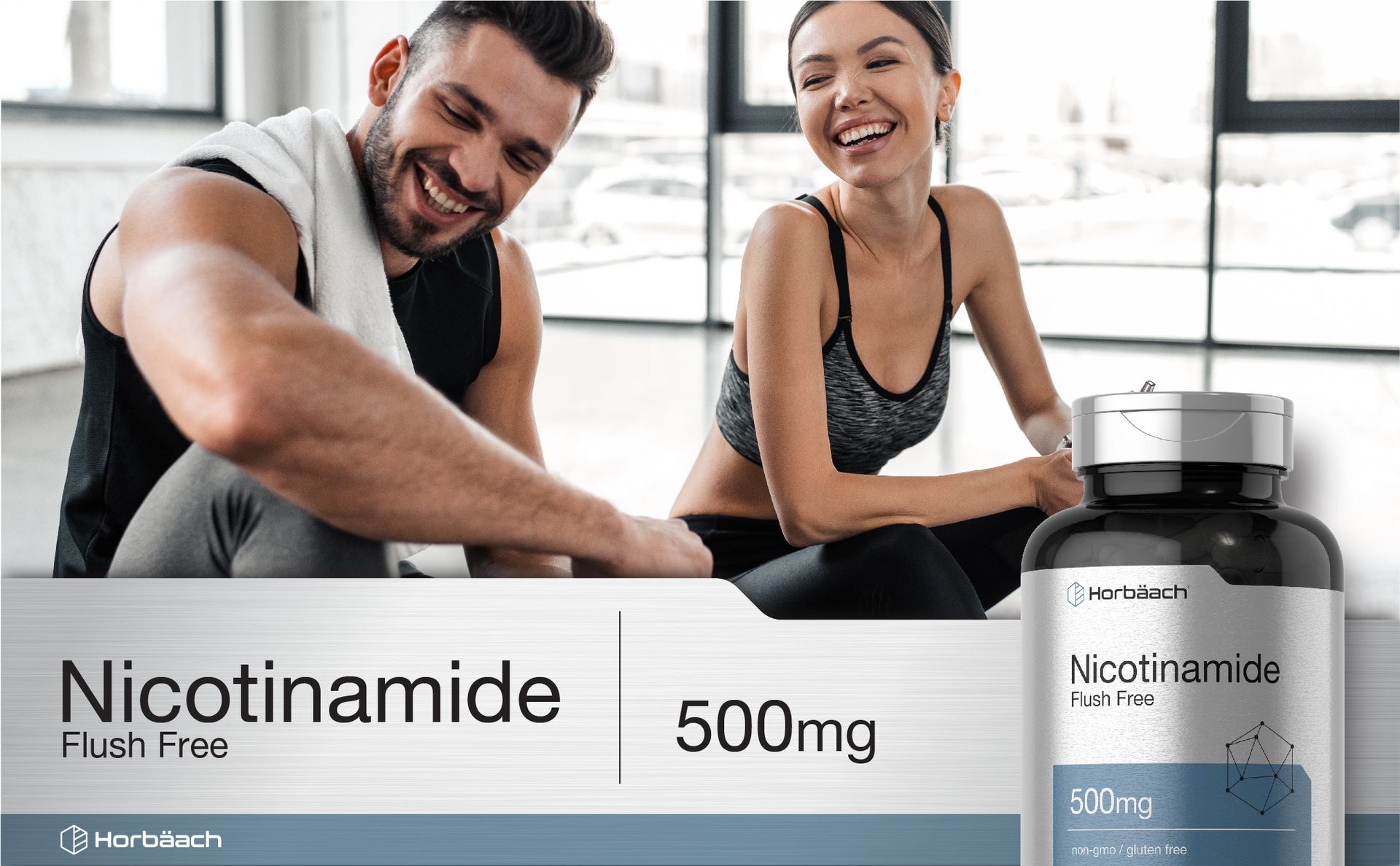 Horbäach Nicotinamide 500mg | 180 Capsules | Flush Free Dietary Supplement
