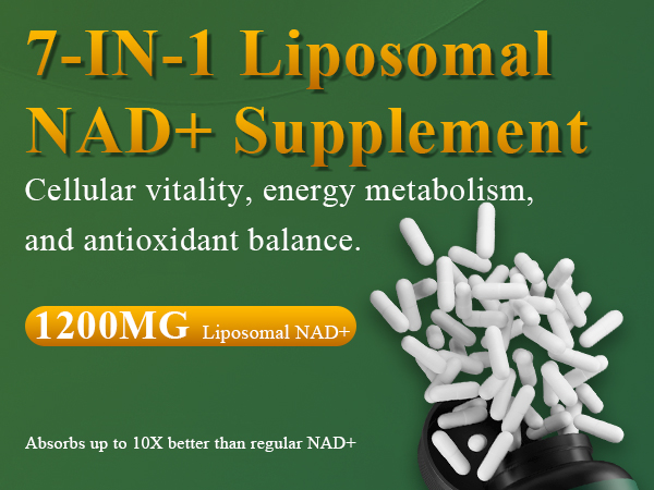 Liposomal NAD+ Supplement with Resveratrol, CoQ10 | Advanced Cellular Support, Nicotinamide Riboside NMN Replacement Premium Antioxidant & Energy