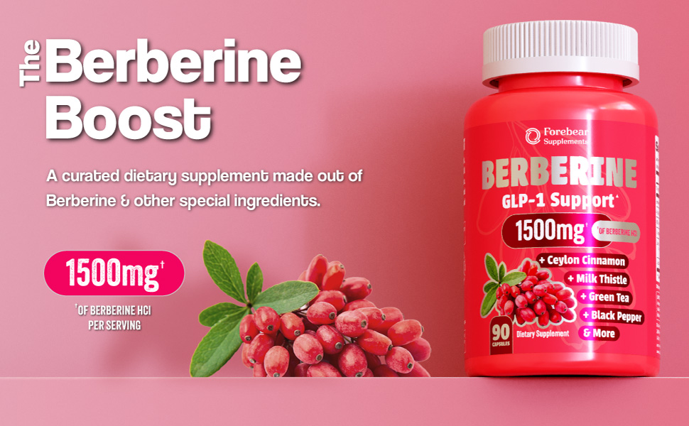 Berberine 1500mg GLP-1 Weight Loss Supplement Pills for Women & Men