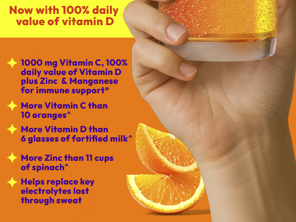 Emergen-C Vitamin C 1000mg Immune Support Powder, Orange, 30 Packets
