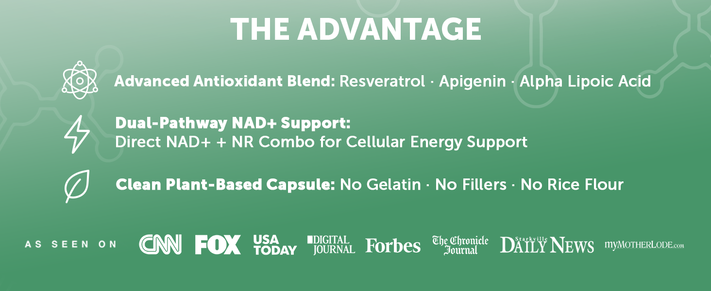 Lunakai USA Made Dual-Pathway NAD+ Formula with NR & Resveratrol, 60ct
