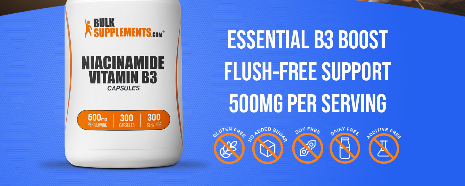 BulkSupplements.com Niacinamide Capsules - Niacinamide Supplement, Vitamin B3 Supplement, Niacinamide 500mg - Gluten Free, 1 Capsule per Serving, 300 Capsules (Pack of 1)