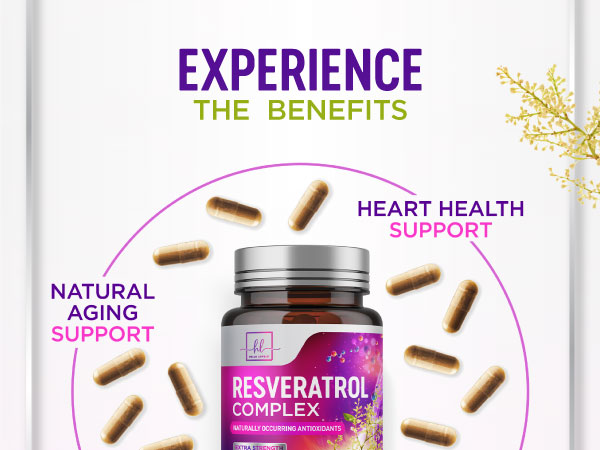 Resveratrol Blend 1800mg Supplement - Extra Strength Antioxidant Complex for Healthy Aging & Immune Support, Natural Heart Health & Energy Support, Bioavailable Trans-Resveratrol - 120 Capsules