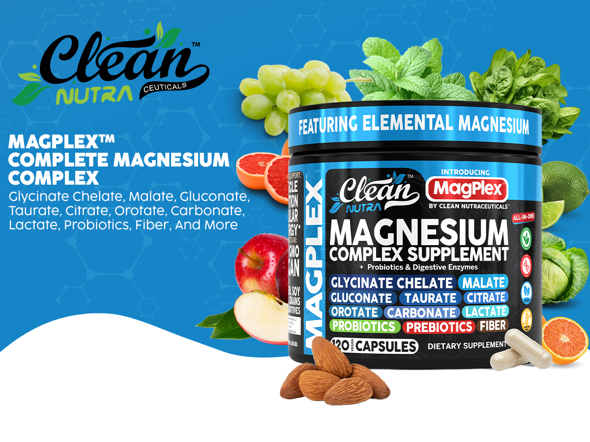 8in1 Magnesium Supplement Complex | Magnesium Glycinate Citrate Malate Gluconate Orotate Carbonate Lactate + Prebiotics Probiotics Digestive Enzymes Magnesio Capsules for Women Men By Clean Nutra