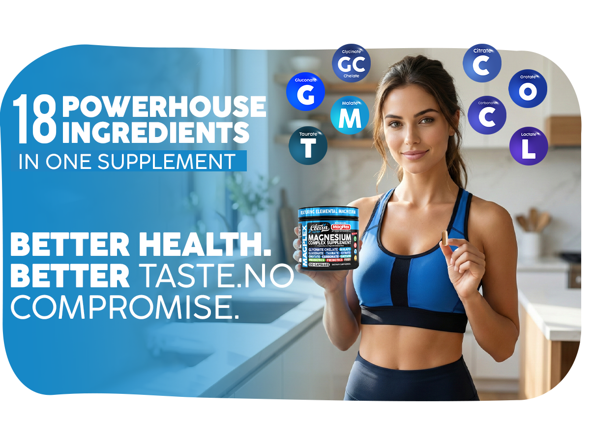 8in1 Magnesium Supplement Complex | Magnesium Glycinate Citrate Malate Gluconate Orotate Carbonate Lactate + Prebiotics Probiotics Digestive Enzymes Magnesio Capsules for Women Men By Clean Nutra