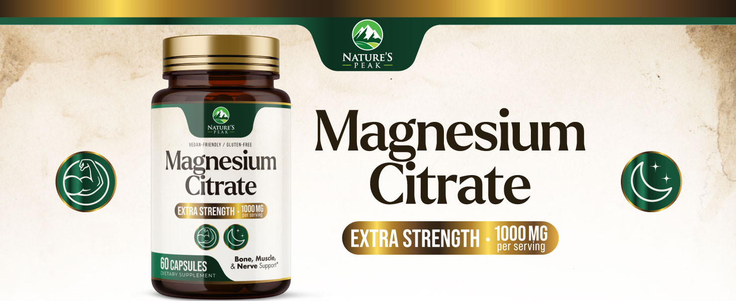 Magnesium Citrate Capsules - Max Absorption Magnesium Powder - Muscle, Bone, Nerve & Heart Health Support - Premium Formula is Powerful & Gentle for Women & Men - Bottled in USA - 240 Capsules