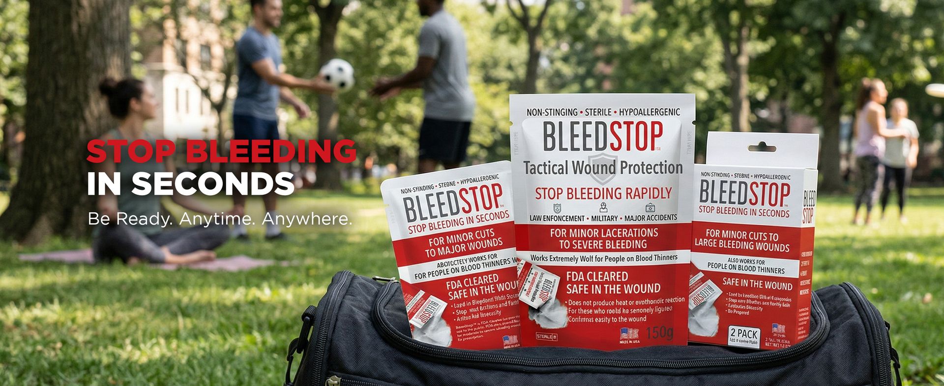 BleedStop™ First Aid Powder for Blood Clotting, Trauma Kit, Blood Thinner Patients, Camping Safety, and Survival Equipment for Moderate to Severe Bleeding Wounds or Nosebleeds - 4 (15g) Pouches