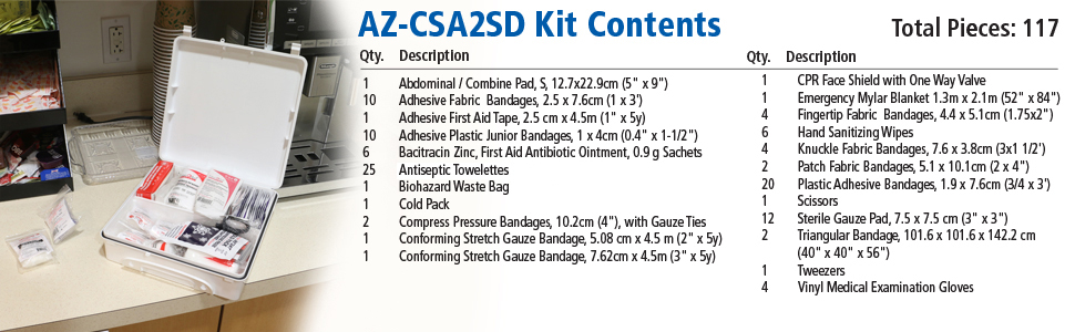 First Aid Central AZ-CSA2SD CSA Deluxe Type 2 25-Person Emergency First Aid Kit For Offices, Worksites, and Construction, 117 Pieces