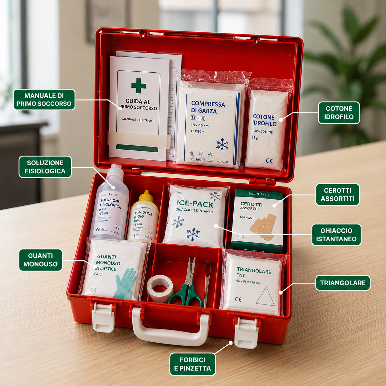 Akitaink Medical First Aid Box with Attachment 2 for Companies Less than 3 Employees Complete with Wall Bracket, Compliant DM388/DL81, Made in Italy