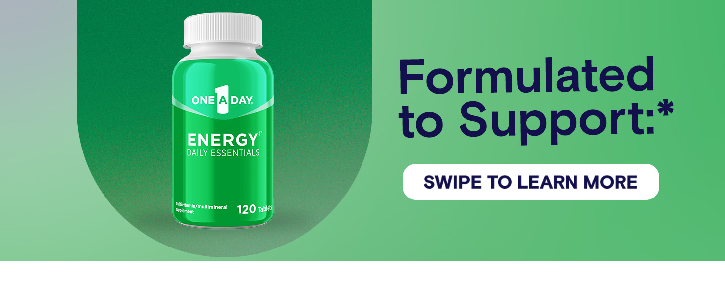 One A Day Energy Daily Essentials Multivitamin, Energy Supplement to Support Mental Alertness and Immune Health with Vitamins A C, D, E, Zinc and Caffeine, 120 Count