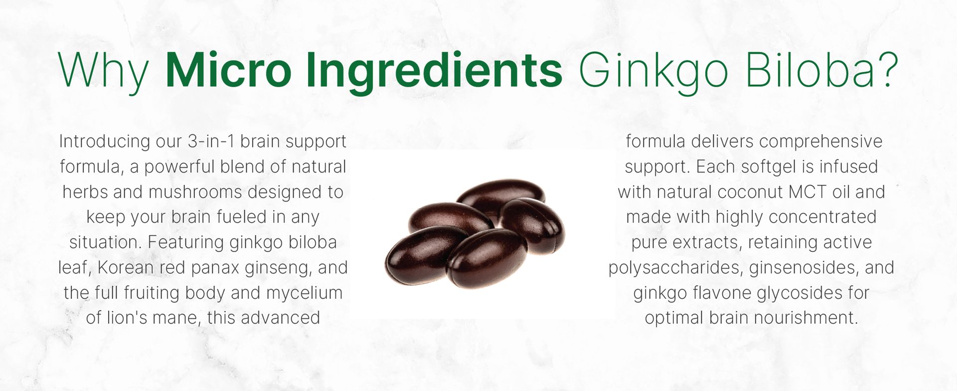 Micro Ingredients Ginkgo Biloba 120 mg Per Serving, 400 Softgels | 3-in-1 with Panax Ginseng & Lion’s Mane | Herbal Mushroom Blend | Made with MCT Oil | Non-GMO
