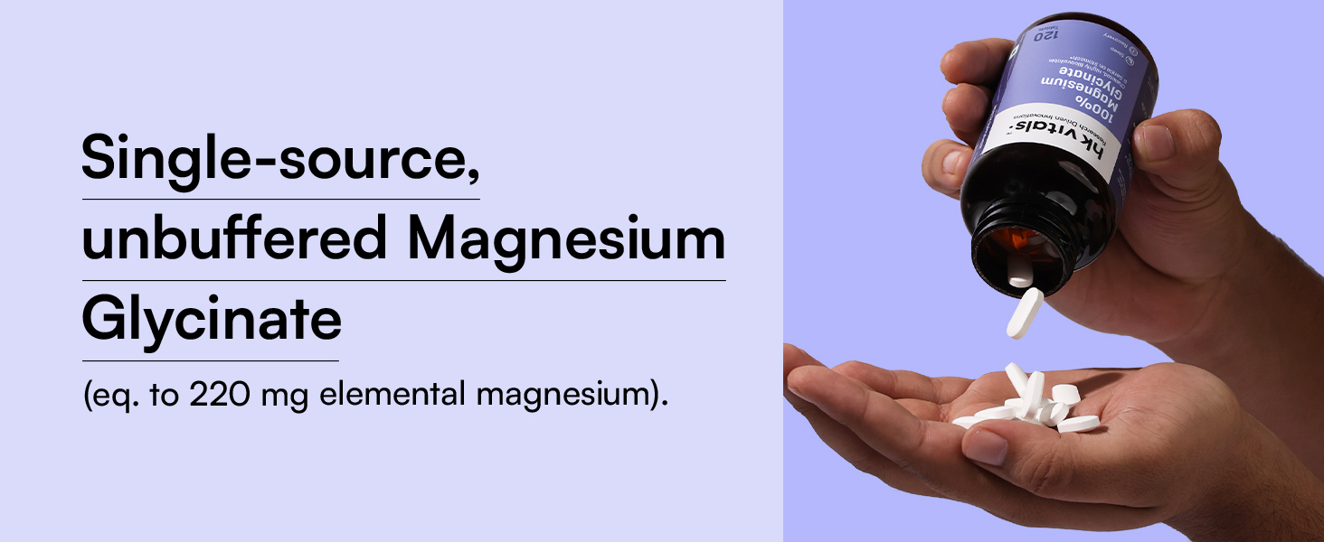 hk vitals 100% Magnesium Glycinate 1880mg, 120 Tablets