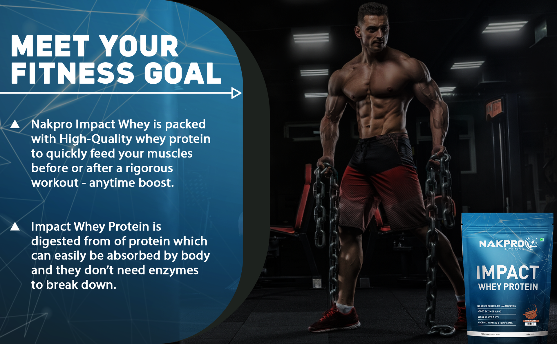 NAKPRO NUTRITION Impact Whey Protein Isolate & Concentrate | 1 kg | 24g Protein | Double Rich Chocolate | Trustified Certified | Added Digestive Enzymes, Vitamins & Minerals