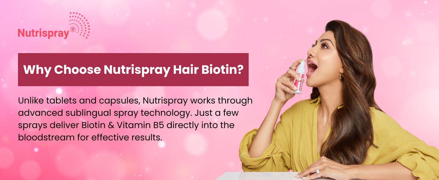 Hair Biotin Mouth Spray for Hair Growth- 25 ml (Pack of 3) | Biotin (Vitamin B7) + Vitamin B5 | Stronger Hair, Skin & Nails | Fast-Absorbing Sublingual Oral Supplement | Pineapple Flavour