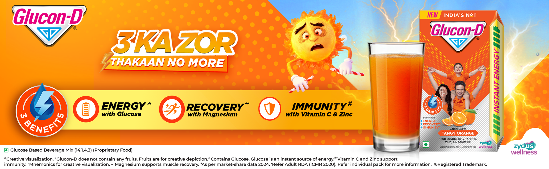 Glucon-D Instant Energy Drink Powder Jar 400 gm | Energy, Recovery, Immunity | Tangy Orange