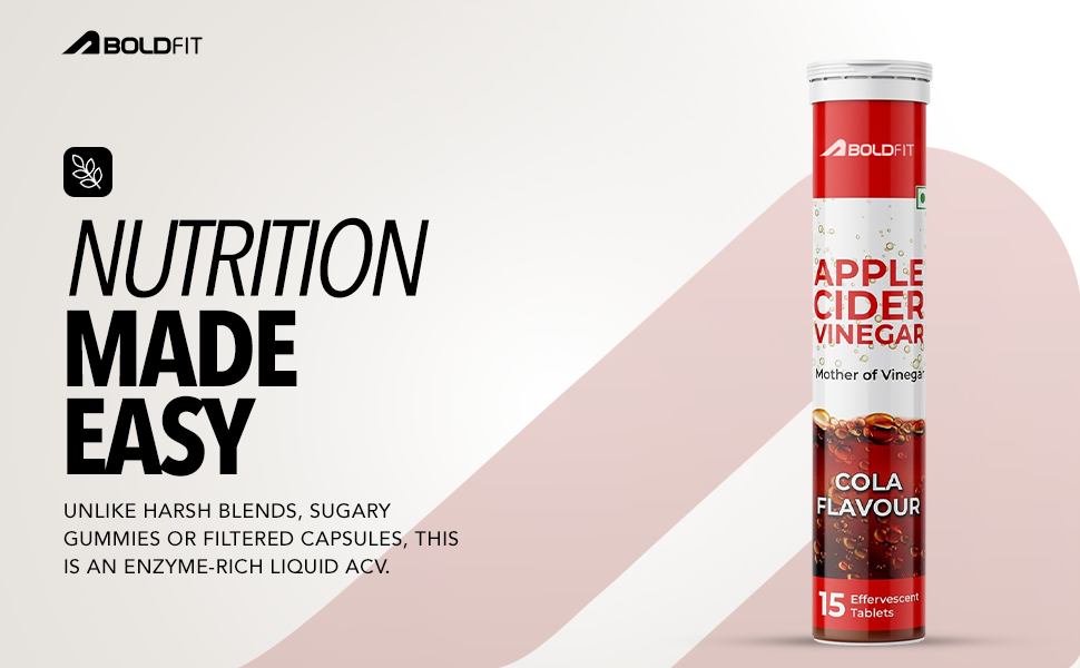 Boldfit Apple Cider Vinegar Tablets With Mother Acv Effervescent Tablets For Immunity, Digestion, Acv Tablets Acv Apple Cider Vinegar Tablet With Cola Flavor-(Pack Of 1) 15 Tablets