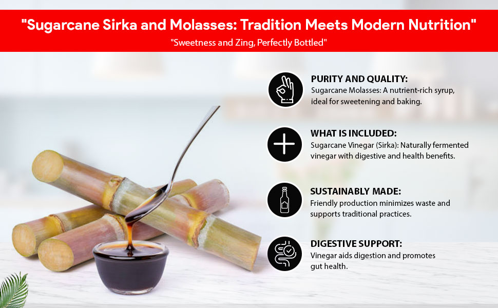 Dhampure Speciality Sugarcane Molasses & Sugarcane Vinegar Sirka, 1600ml