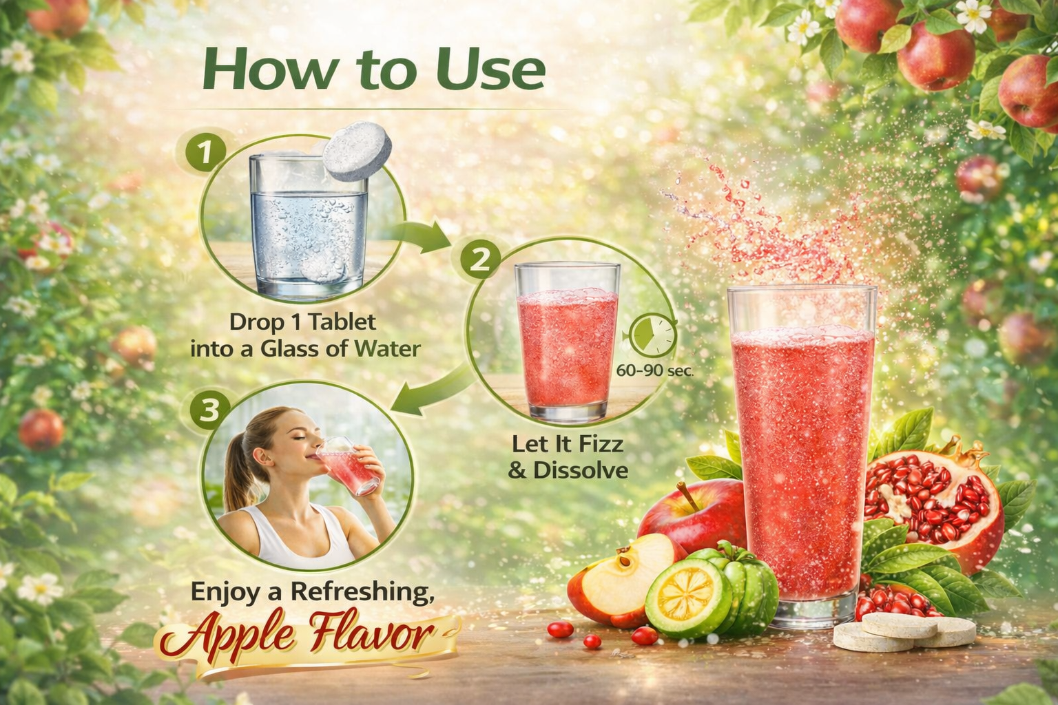 Apple Cider Vinegar Tablets for Weight Loss with Mother Garcinia Cambogia Natural & Flavorful Effervescent Tablet for Energy & Daily Wellness | Pack-2, 30 Tablets