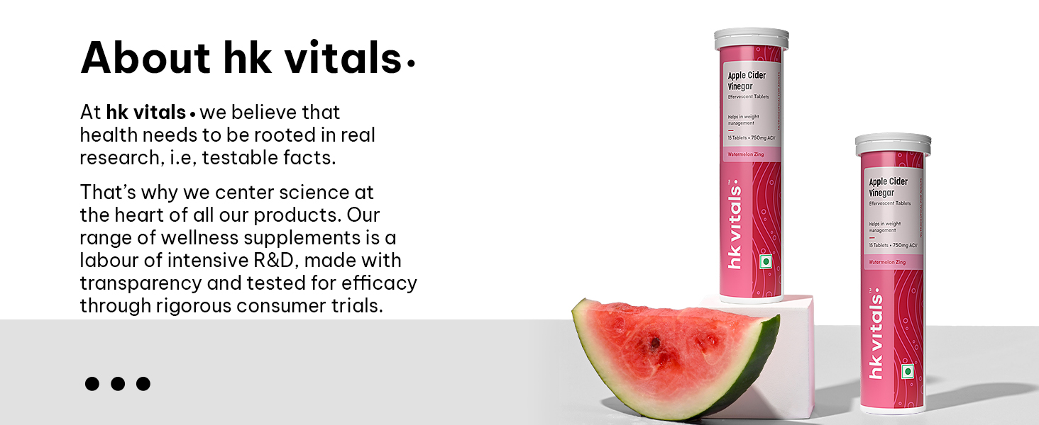 hk vitals Apple Cider Vinegar 750mg, 4 x 15 Effervescent Tablets + Shaker