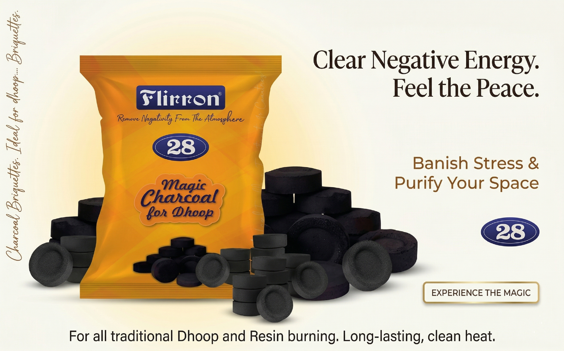 Charcoal for Dhoop | Premium Quick Ignition Charcoal Tablets for Bakhoor, Dhoop & Incense Burning | Long Lasting Heat | Easy to Use | 50 Pc