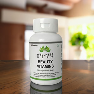 Wellness Beat Beauty Vitamins Capsules | Immunity Booster and Antioxidant | Dietary Supplement for Healthy Skin | Supplement for Glowing Skin and Stronger Hair (60 Capsules)
