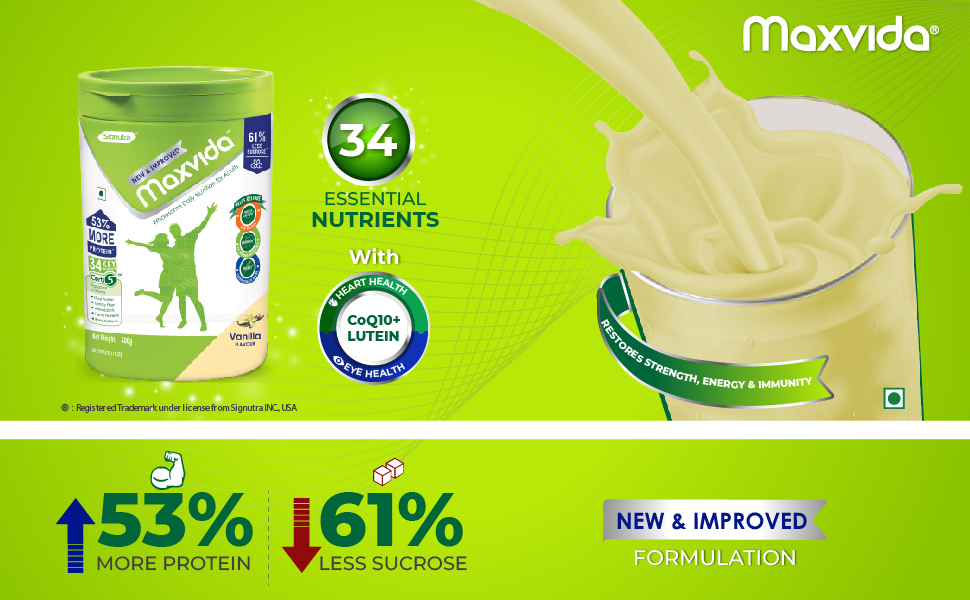 Maxvida New & Improvide Wholesome Daily Nutrition for Adults BIB - 400g (Kesar Elaichi)