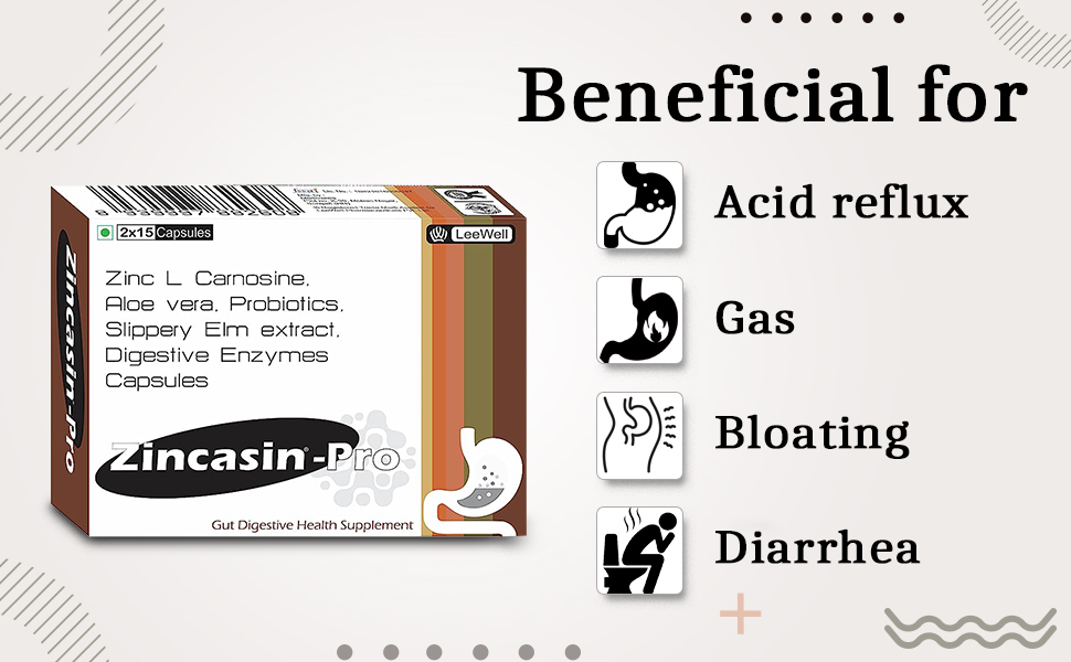 Zincasin-Pro by LeeWell Digestive Enzymes with Probiotics- 30 Capsules