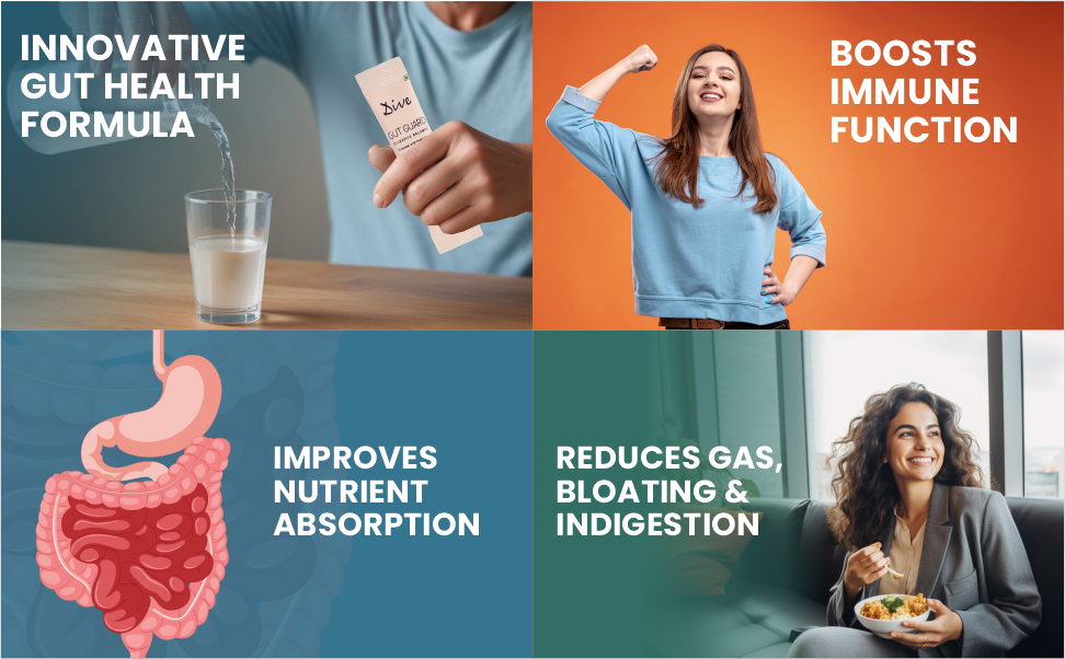 Dive Gut Guard Digestive Balance Probiotics & Digestive Enzymes Supplement | 2 Billion CFU | Helps Relieve Gas, Bloating & Indigestion | Supports Gut Health & Digestion | Lime Flavour | 15 Days