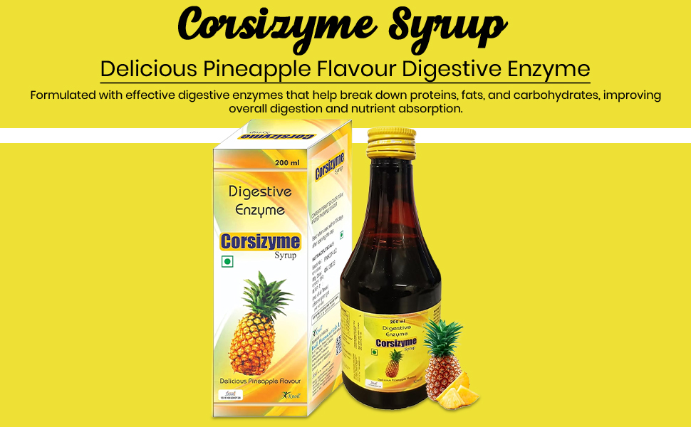 Knoll Healthcare Corsizyme Syrup Digestive Enzyme | Booster Great Taste Of Mix Fruit Strong And Better Immunity Delicious Pineapple Flavour 200ML