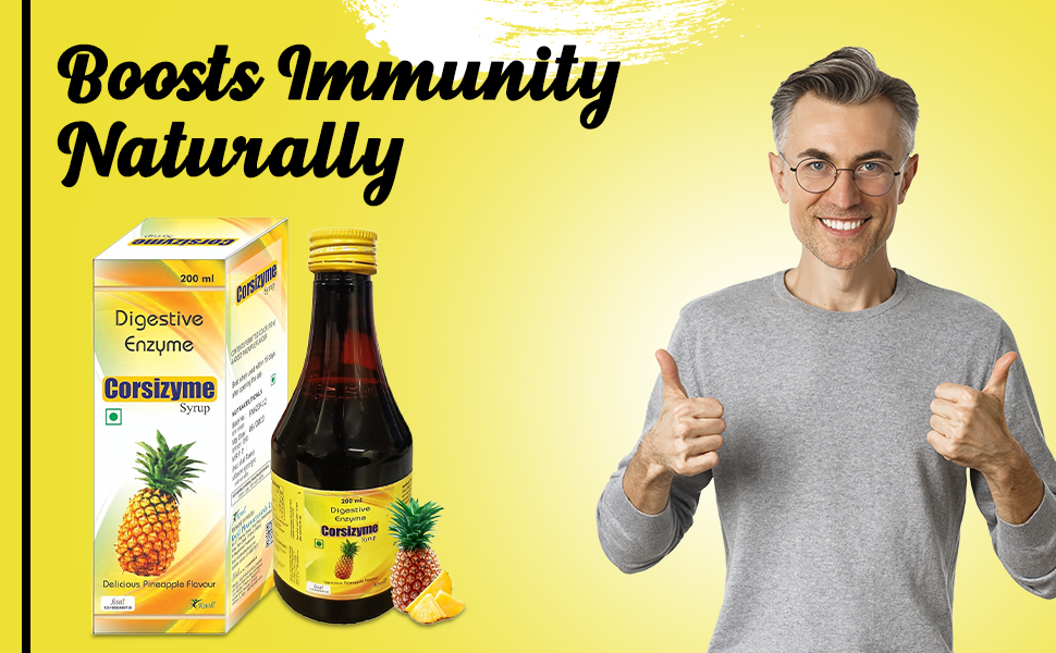 Knoll Healthcare Corsizyme Syrup Digestive Enzyme | Booster Great Taste Of Mix Fruit Strong And Better Immunity Delicious Pineapple Flavour 200ML
