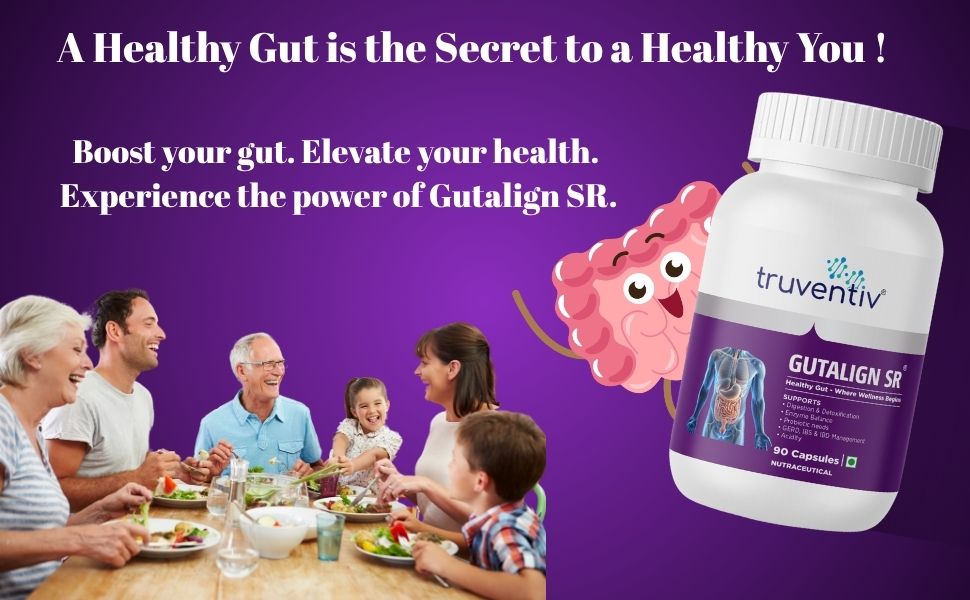 Gutalign SR Gut Health Capsules 90 Veg Capsules | Digestive & Gut Health Support Supplement | Probiotic & Prebiotic Formula for Healthy Digestion | Daily Wellness Support | Vegetarian