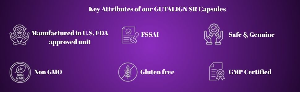Gutalign SR Gut Health Capsules 90 Veg Capsules | Digestive & Gut Health Support Supplement | Probiotic & Prebiotic Formula for Healthy Digestion | Daily Wellness Support | Vegetarian