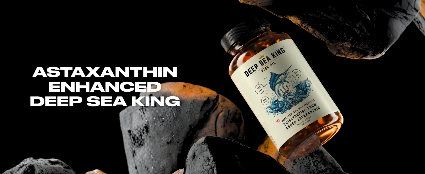 Deep Sea King - 100% Anchovies Fishoil + 10mg Astaxanthin | 900 EPA 600 DHA | 30 Day Supply