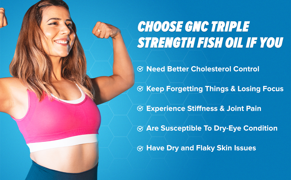 GNC Triple Strength Fish Oil 1500mg Omega-3 with 900mg EPA & DHA | 60 Softgels | For Heart, Healthy Cholesterol, Joint Comfort, Focus & Vision | Enteric-Coated for No Fishy Aftertaste |USA Formulated
