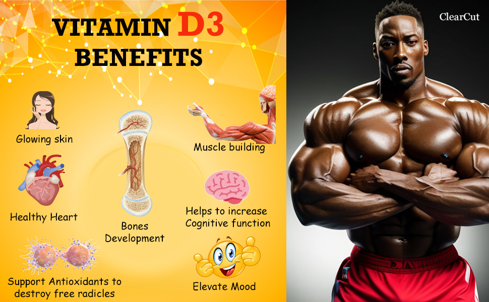 ClearCut Triple strength Omega 3 fish oil capsules | Biotin| Vitamin D3 for men women Heart Hair Skin