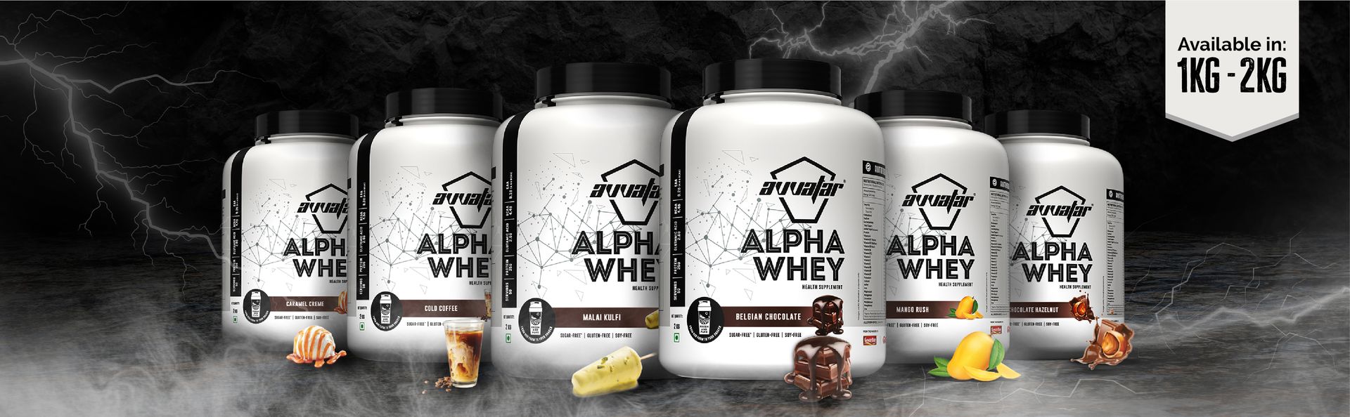 avvatar ALPHA WHEY PROTEIN | 2Kg | Malai Kulfi Flavour | 25g Protein | 50 Servings