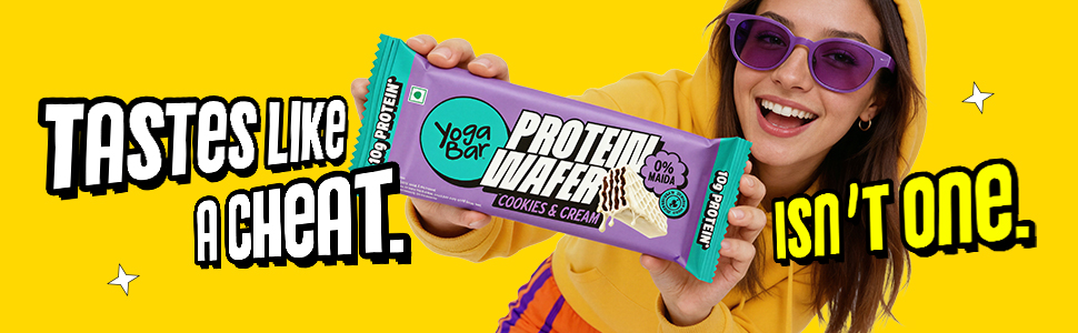 Yogabar 10g Protein Wafer Bars Variety Pack | Strawberry Pop, Dark Chocolate & Cookies & Cream | Crunchy High Protein Bars | 0% Maida | Made with Goodness of Millets and Multigrain | 40g Each | Pack of 10