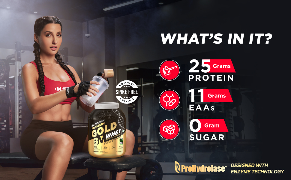 Bigmuscles Nutrition Premium Gold Whey [1Kilogram, Double Rich Chocolate] |Informed Choice UK Certified | Isolate Whey Protein Blend | 25G Protein | 11G EAA | Prohydrolase Enzyme Technology, 37 Grams
