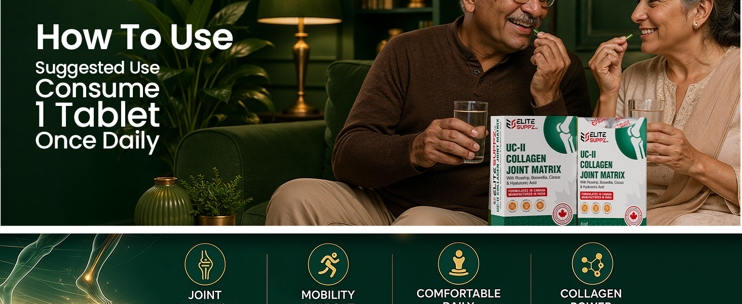 UC-II Collagen Joint Matrix Formulated in Canada | Undenatured Type II Collagen 40mg with Rosehip, Boswellia, Cissus & Hyaluronic Acid | Joint Strength, Flexibility & Mobility Support, 30 Tablets
