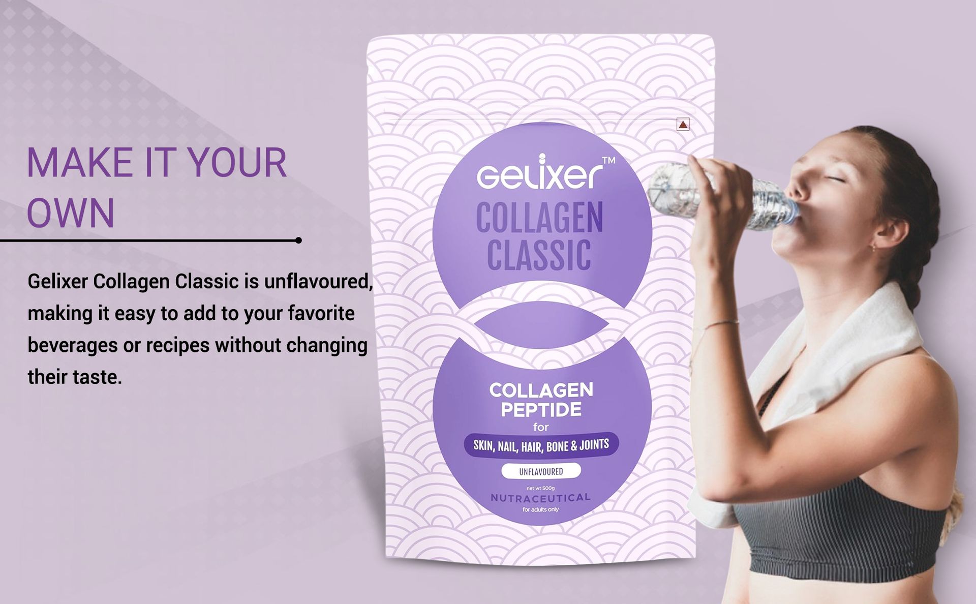 Classic Unflavoured Collagen Powder 500g Premium Japanese Marine Collagen Peptides for Wellness of Skin, Hair, Nail, Bone & Joints
