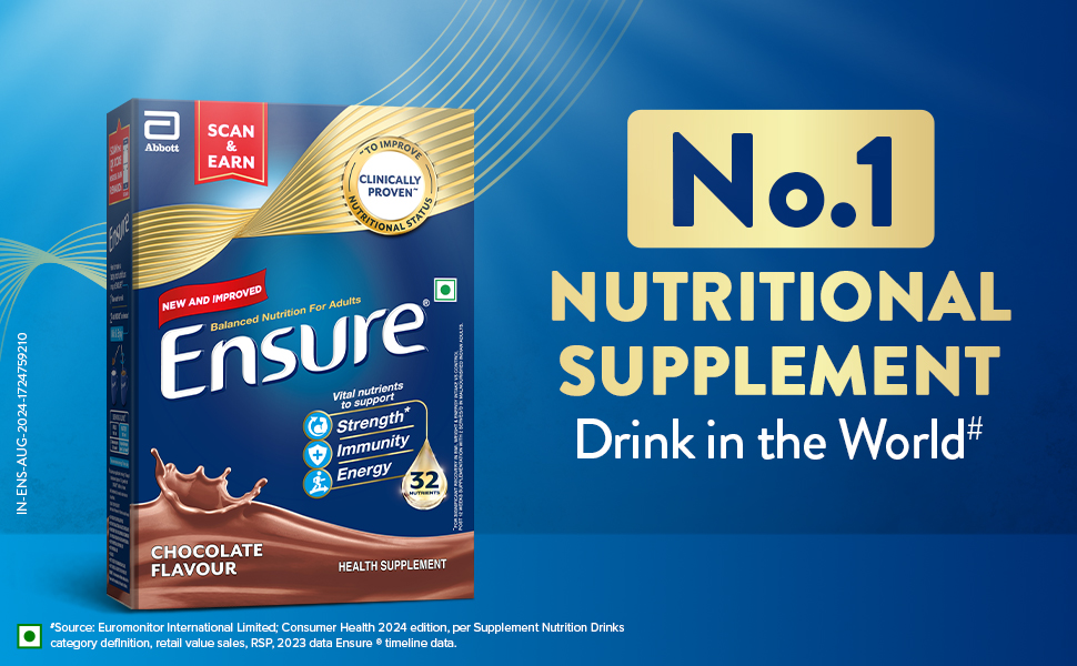 Ensure No 1 Nutritional Supplement Drink in the world|32 nutrients High Protein,Calcium,Vit D|Chocolate 375g