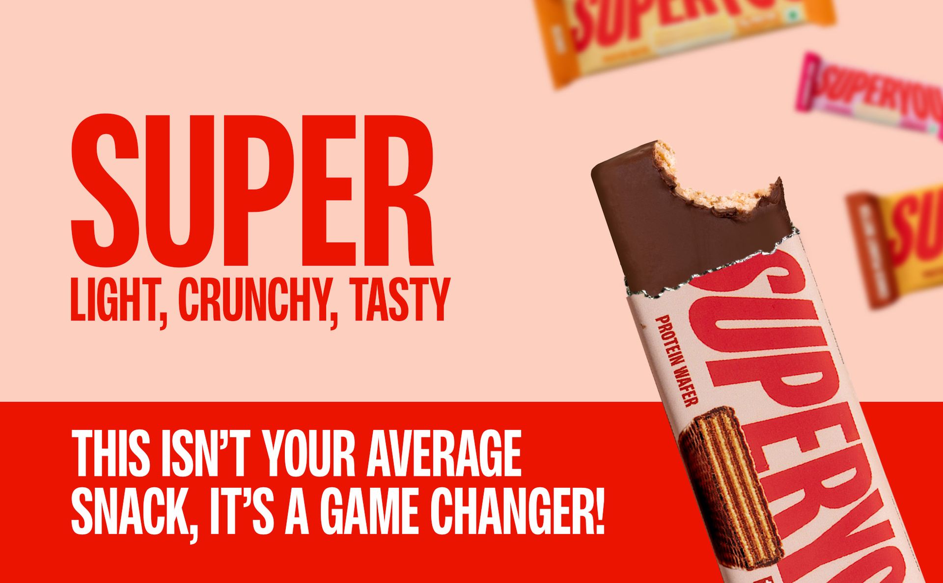 SuperYou 10g Protein Wafer Bar | Strawberry Crème | 10g Protein | Pack of 10 | Made with Atta & Jowar | No Added Sugar | No Trans Fat | No Palm Oil | Fermented Yeast Protein | Energy Bar | 3g Fiber | 100% Vegetarian