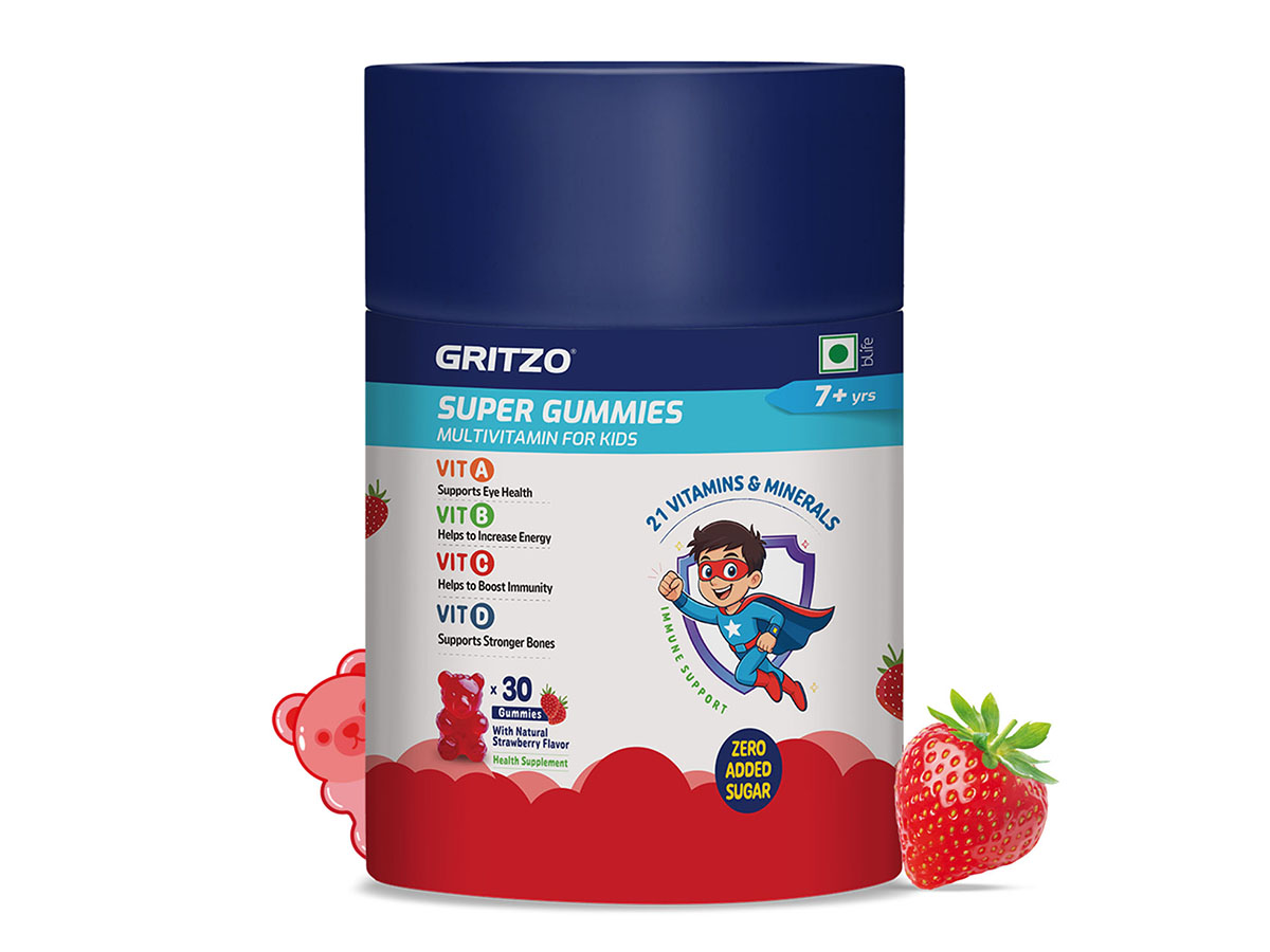 Gritzo Super Gummies Multivitamin (7+ Kids), Strawberry, 30 Gummies